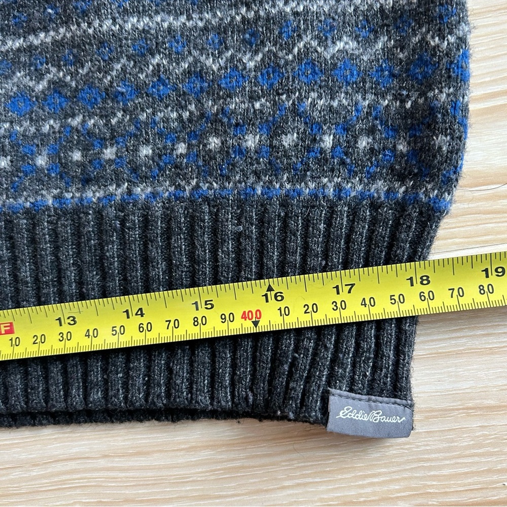 Eddie Bauer Men’s Fair Isle Wool Blend Crewneck Sweater- Blue/Gray - Large - Picture 5 of 10
